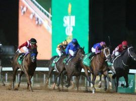 Maximum Security emerged victorious from this stretch drive in the 2020 Saudi Cup. More than 100 horses from nine countries were nominated to the second edition of the $20 million race. (Image: Reuters)