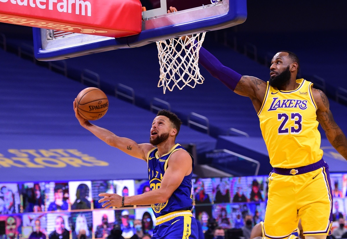 LeBron James Steph Curry NBA Play-in Tournament Seven-Eight Game Golden State Warriors LA Lakers