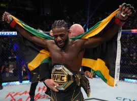 Aljamain Sterling won a close split decision victory over Petr Yan to unify and retain the bantamweight title at UFC 273. (Image: Jeff Bottari/Zuffa)