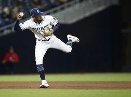 San Diego Padres SS Fernando Tatis, Jr throws out a runner at Petco Park in San Diego. (Image: Sean M. Haffey/Getty)