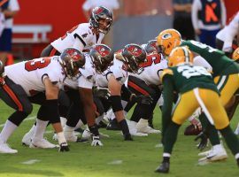 Tom Brady and the Tampa Bay Bucaneers battle the Green Bay Packers earlier in the season. Brady and the Bucs have been public favorites to win the NFC this season. (Image: Getty)