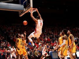 Obi Toppin throws down a dunk against Coppin State last season at U of D Arena in Dayton, Ohio. (Image: Dayton Athletics)