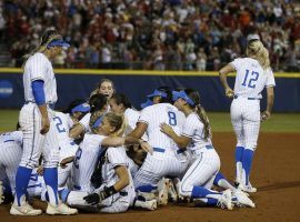 UCLA celebrates winning the 2019 World Series after a walk-off victory against Oklahoma in Oklahoma City. (Image: AP)