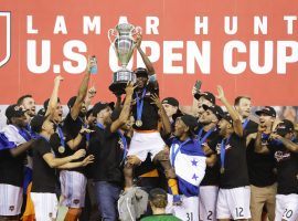 The Houston Dynamo claimed the first trophy in club history on Wednesday by defeating the Philadelphia Union 3-0 in the US Open Cup final. (Image: David Phillip/AP)