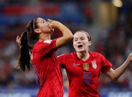 Alex Morgan celebrates after scoring in the United Statesâ€™ 2-1 victory over England in the Womenâ€™s World Cup semifinals. (Image: Benoit Tessier/Reuters)