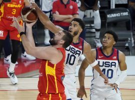 The United States and Spain will battle in yet another critical knockout game when the two meet in the quarterfinals of the menâ€™s basketball tournament at the Tokyo Olympics. (Image: John Locher/AP)