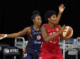 The Las Vegas Aces and Connecticut Sun will face off in a Game 5 showdown on Tuesday, with the winner going to the WNBA Finals. (Image: Chris Oâ€™Meara/AP)