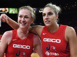 Emma Meesseman (left) and Elena Delle Donne (right) led the Washington Mystics in a Tuesday win over the Las Vegas Aces which sent the team to the WNBA Finals. (Image: Ethan Miller/Getty)