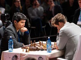 Wesley So (left) seeks a second straight Champions Chess Tour title at the Airthings Open, though heâ€™ll have to contend with Magnus Carlsen (right) and others. (Image: Nick Barton/Manila Bulletin)