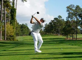 Bryson DeChambeau has brought a new power game to Augusta, and is the favorite to win the Masters at several sportsbooks. (Image: Getty)