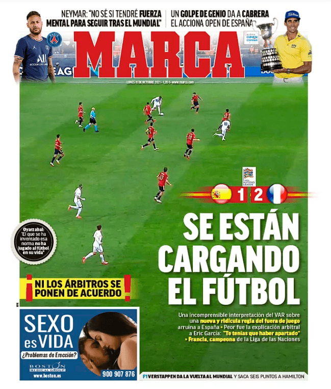 Marca's front page on Monday