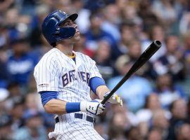 Christian Yelich, right fielder for the Milwaukee Brewers, goes yard at Miller Park in Milwaukee, WI. (Image: AP)