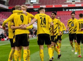 Erling Haaland celebrates after scoring for Borussia Dortmund against FC Koln (Source: @BVB / Twitter )