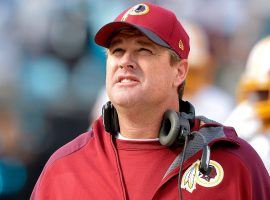 Redskins' head coach Jay Gruden in deep thought during a pregame warmup in Washington. (Image: Getty)