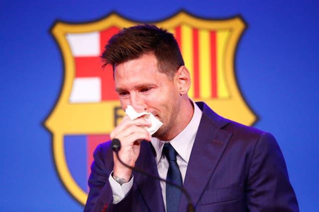 FC Barcelona - Leo Messi crying as he sais his goodbyes to the club