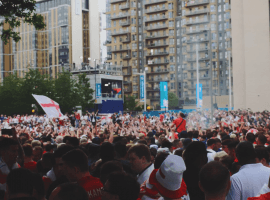 Tens of thousands gathered outside the Wembley in London before the England vs Italy game in July. (Image: 997655.com)