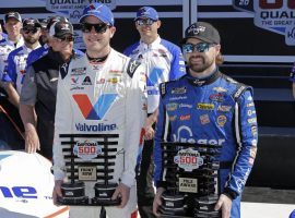 Alex Bowman, left, finished second to Daytona 500 pole winner Ricky Stenhouse Jr. for Sundayâ€™s race at Daytona International Speedway. (Image: AP)