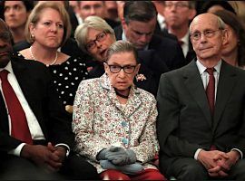 Supreme Court Justices Clarence Thomas (left), Ruth Bader Ginsburg (center), and Stephen Breyer (right) are favorites as next to give up their lifetime appointment to the highest bench in the land. (Image: AP)