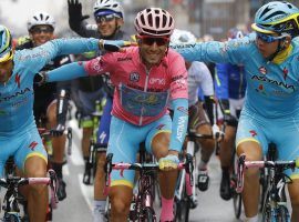 Italy's Vincenzo Nibali celebrates a victory at the 2016 Giro d'Italia. (Image: AP)